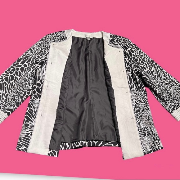 Plus Size Chicos Black White Sequin Jacket -  16 - Picture 11 of 13